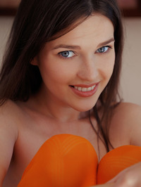 Perfect Brunette Babe Serena Wood In Orange Pantyhose #03