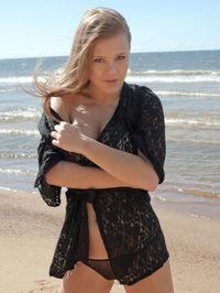 Busty Blonde Viola Posing At The Beach #06