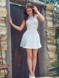 Brunette Beauty Hilary Undressing In The Garden #00